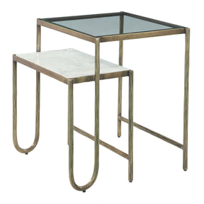 Venice 22" Nesting Side Table with Glass and Marble Top by Home Trends & Design at Eve Furniture