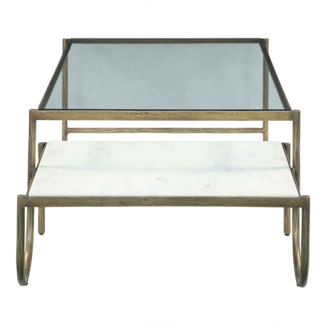 Venice 52" Nesting Coffee Table with Glass and Marble Top by Home Trends & Design at Eve Furniture