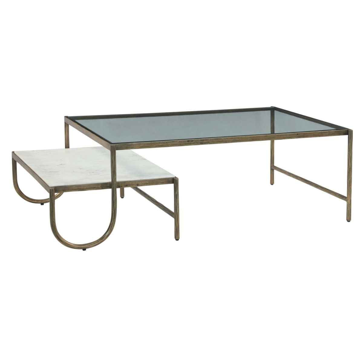 Venice 52" Nesting Coffee Table with Glass and Marble Top by Home Trends & Design at Eve Furniture