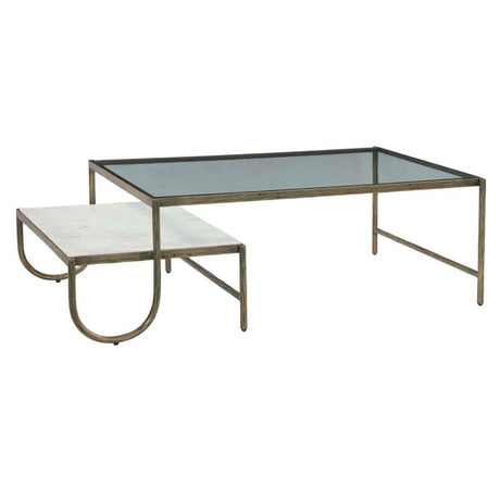 Venice 52" Nesting Coffee Table with Glass and Marble Top by Home Trends & Design at Eve Furniture