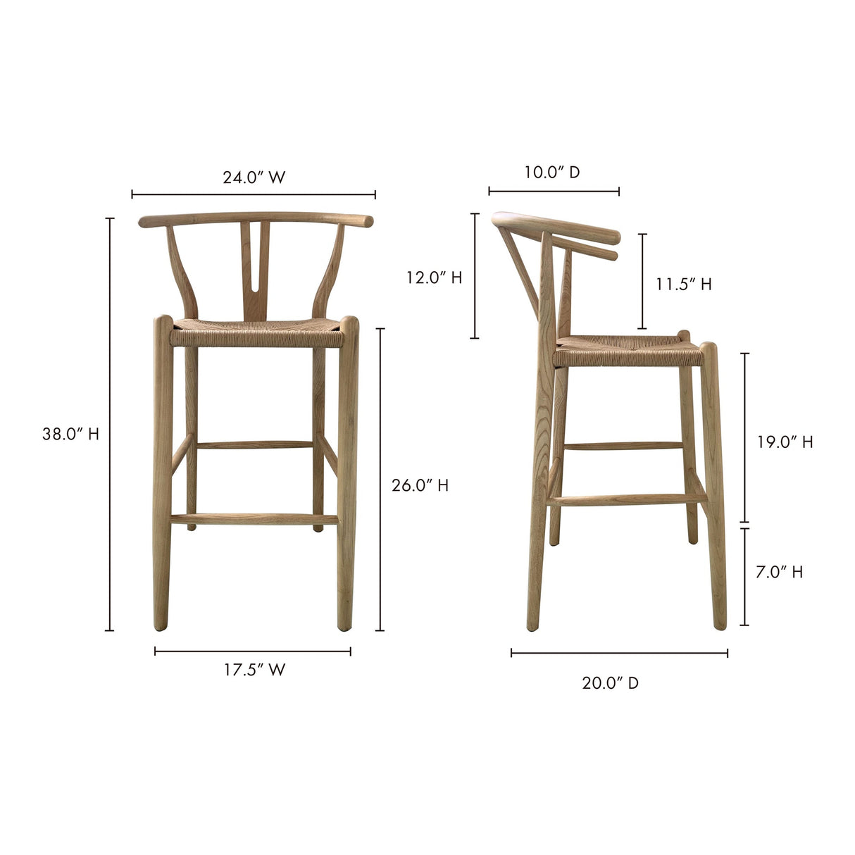 Ventana Natural Counter Stool by Moe's Home at Eve Furniture