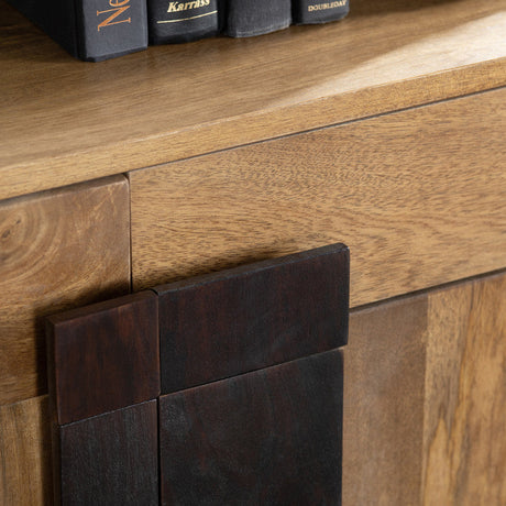 Ventura Brown/Black 4-Door, 4-Drawer Media Credenza by Crestview at Eve Furniture