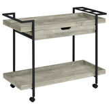 Ventura Gray Driftwood 2-tier Bar Cart with Storage Drawer by Coaster at Eve Furniture