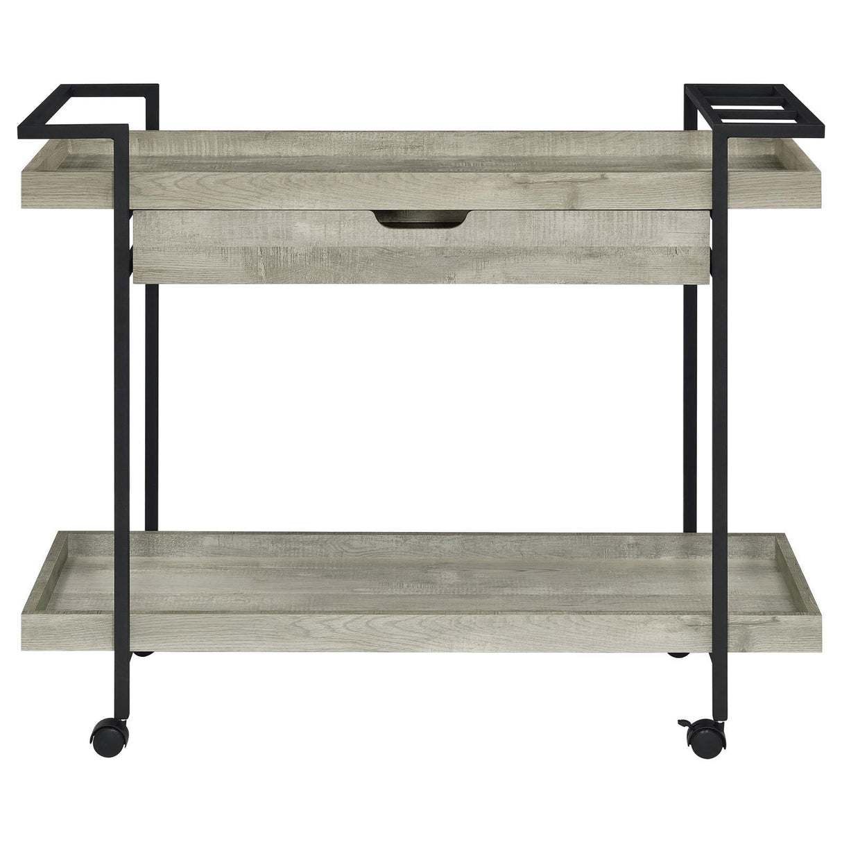 Ventura Gray Driftwood 2-tier Bar Cart with Storage Drawer by Coaster at Eve Furniture