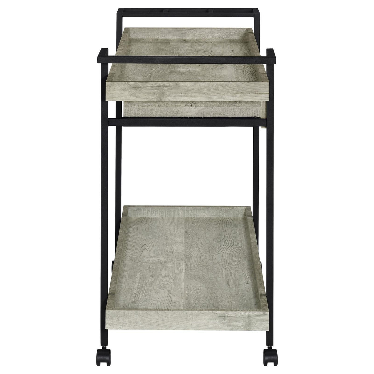 Ventura Gray Driftwood 2-tier Bar Cart with Storage Drawer by Coaster at Eve Furniture
