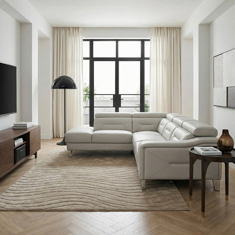 Ventura Light Gray Leather Left Side Chaise Sectional with Adjustable Headrests by Homelegance at Eve Furniture