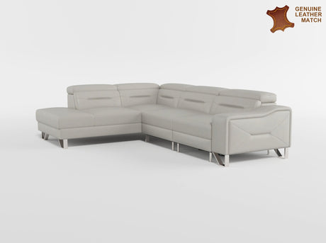 Ventura Light Gray Leather Left Side Chaise Sectional with Adjustable Headrests by Homelegance at Eve Furniture