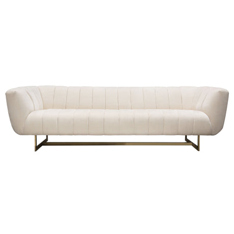 Venus Cream Fabric Sofa With Contrasting Pillows And Gold Finished Metal Base by Diamond Sofa at Eve Furniture
