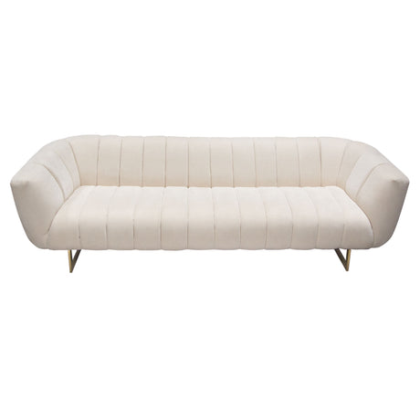 Venus Cream Fabric Sofa With Contrasting Pillows And Gold Finished Metal Base by Diamond Sofa at Eve Furniture