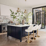 Venus Cream Performance Vegan Leather and Gold Adjustable Swivel Stool by TOV Furniture at Eve Furniture