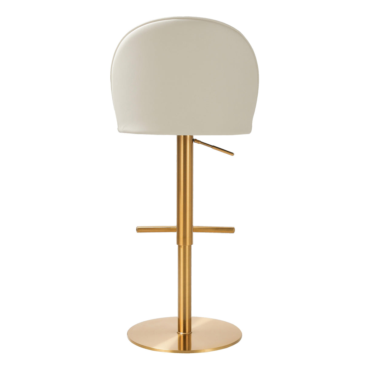 Venus Cream Performance Vegan Leather and Gold Adjustable Swivel Stool by TOV Furniture at Eve Furniture