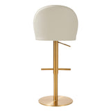 Venus Cream Performance Vegan Leather and Gold Adjustable Swivel Stool by TOV Furniture at Eve Furniture