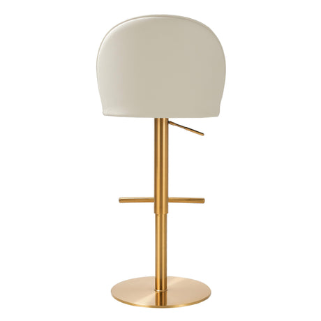 Venus Cream Performance Vegan Leather and Gold Adjustable Swivel Stool by TOV Furniture at Eve Furniture