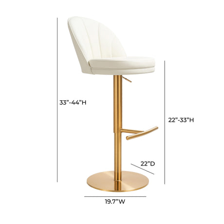 Venus Cream Performance Vegan Leather and Gold Adjustable Swivel Stool by TOV Furniture at Eve Furniture
