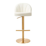 Venus Cream Performance Vegan Leather and Gold Adjustable Swivel Stool by TOV Furniture at Eve Furniture