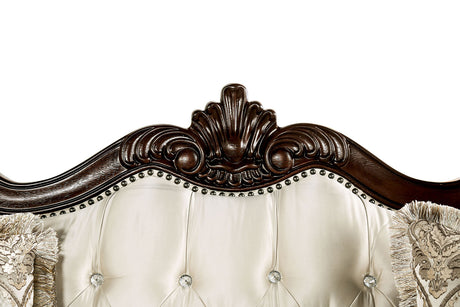 Veracruz Dark Cherry/Beige Sofa & Loveseat by Furniture of America at Eve Furniture