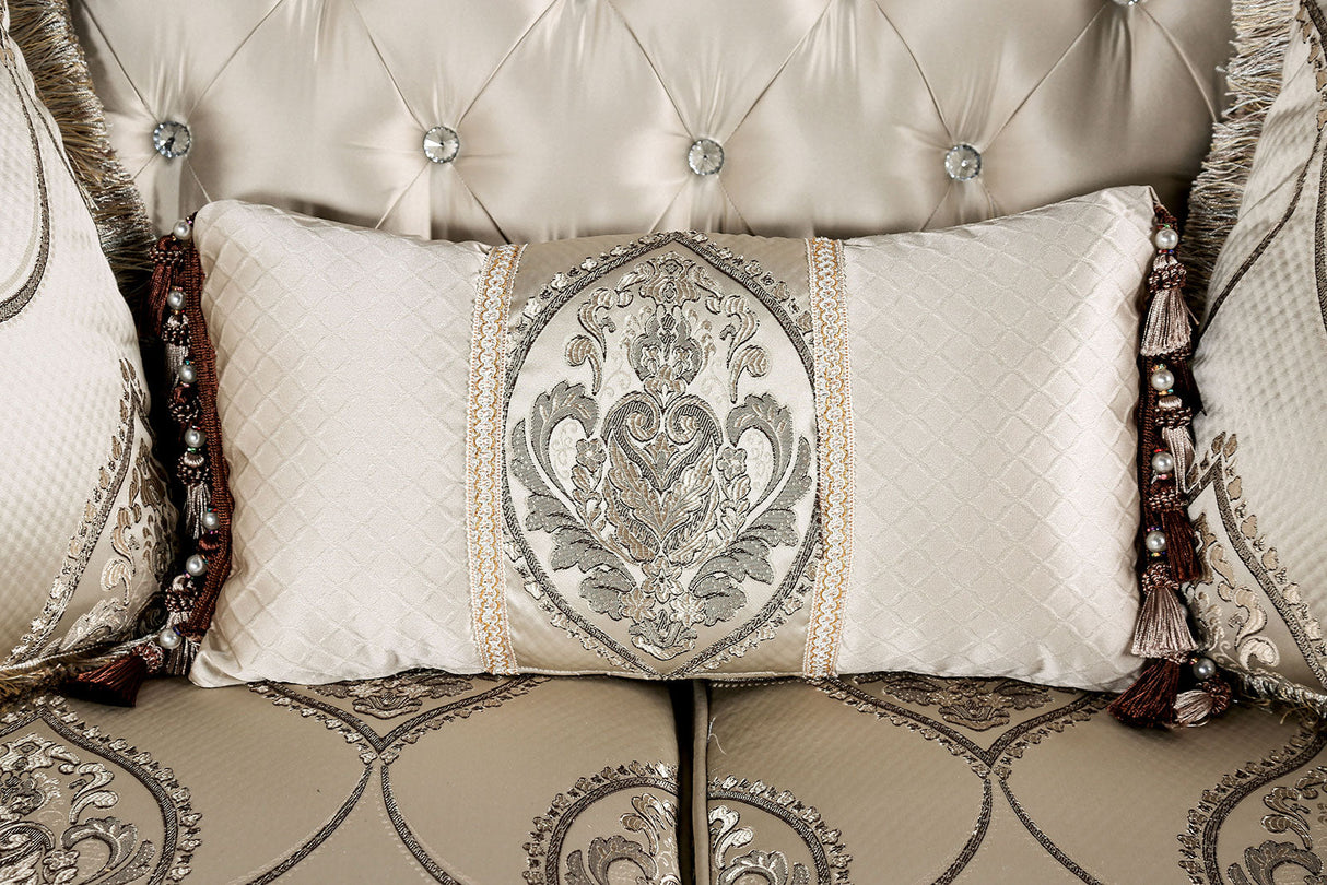 Veracruz Dark Cherry/Beige Sofa & Loveseat by Furniture of America at Eve Furniture