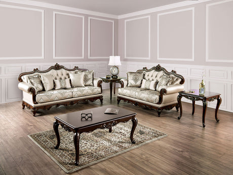 Veracruz Dark Cherry/Beige Sofa & Loveseat by Furniture of America at Eve Furniture