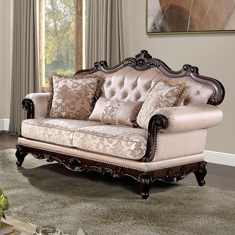 Veracruz Dark Cherry/Light Brown Sofa & Loveseat by Furniture of America at Eve Furniture