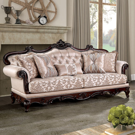 Veracruz Dark Cherry/Light Brown Sofa & Loveseat by Furniture of America at Eve Furniture