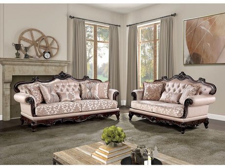 Veracruz Dark Cherry/Light Brown Sofa & Loveseat by Furniture of America at Eve Furniture