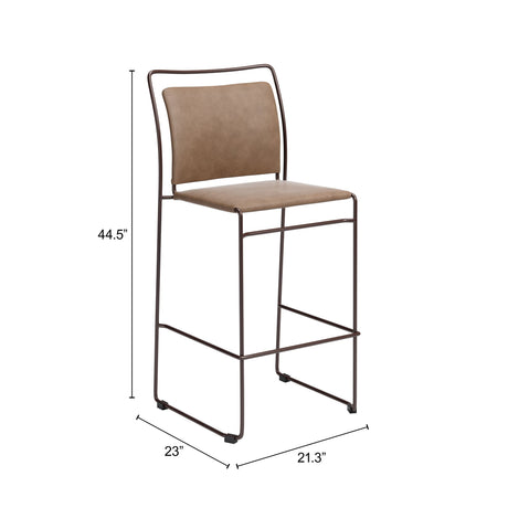 Verbena Brown Barstool (Set of 2) by Zuomod at Eve Furniture