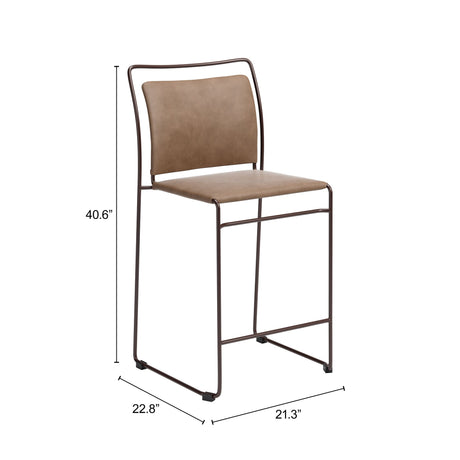 Verbena Brown Counter Stool (Set of 2) by Zuomod at Eve Furniture
