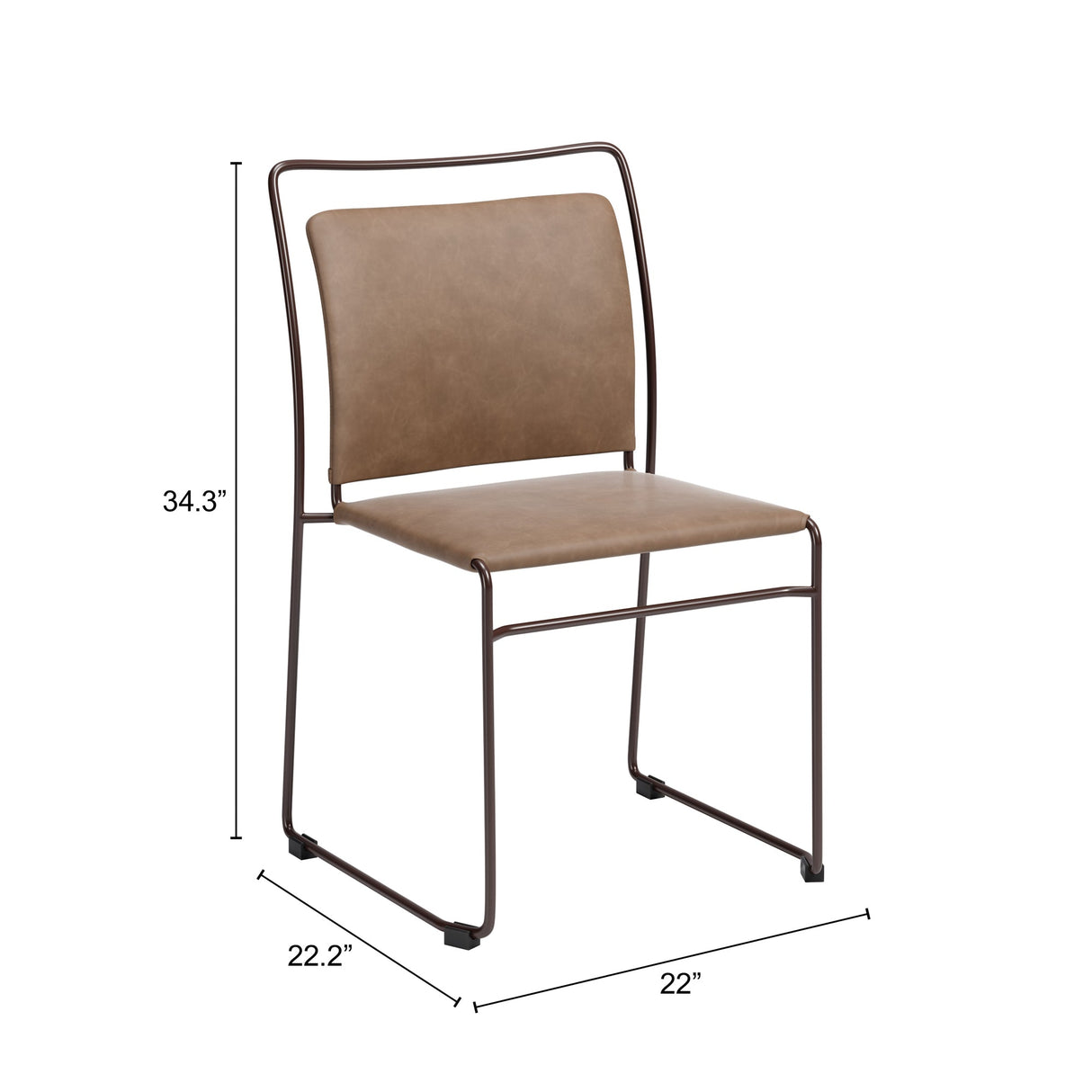 Verbena Brown Dining Chair (Set of 2) by Zuomod at Eve Furniture