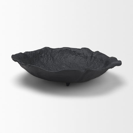 Verdant Large Matte Black Metal Decorative Centerpiece Bowl by Mercana at Eve Furniture
