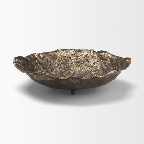 Verdant Small Antiqued Brass Metal Decorative Centerpiece Bowl by Mercana at Eve Furniture