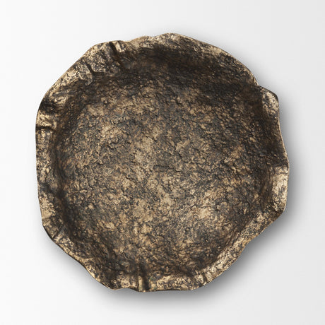 Verdant Small Antiqued Brass Metal Decorative Centerpiece Bowl by Mercana at Eve Furniture
