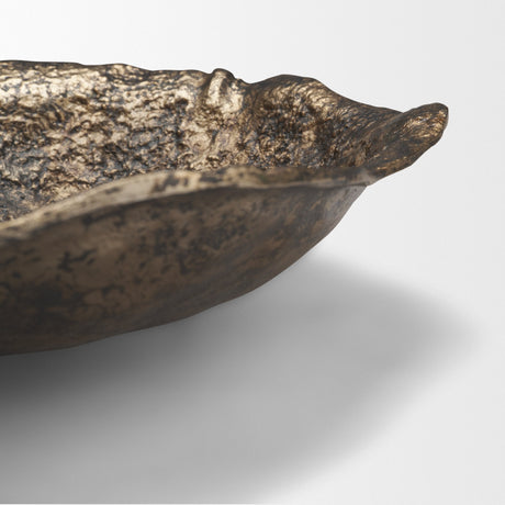 Verdant Small Antiqued Brass Metal Decorative Centerpiece Bowl by Mercana at Eve Furniture