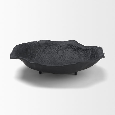 Verdant Small Matte Black Metal Decorative Centerpiece Bowl by Mercana at Eve Furniture