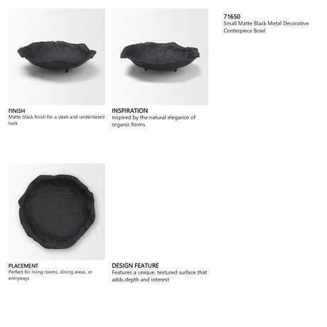 Verdant Small Matte Black Metal Decorative Centerpiece Bowl by Mercana at Eve Furniture