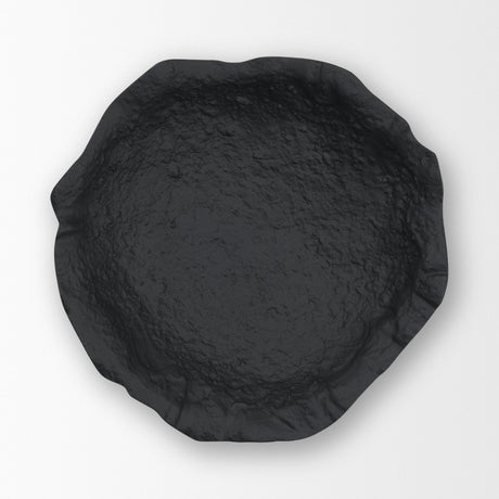 Verdant Small Matte Black Metal Decorative Centerpiece Bowl by Mercana at Eve Furniture