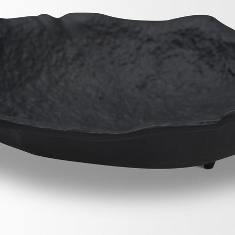 Verdant Small Matte Black Metal Decorative Centerpiece Bowl by Mercana at Eve Furniture