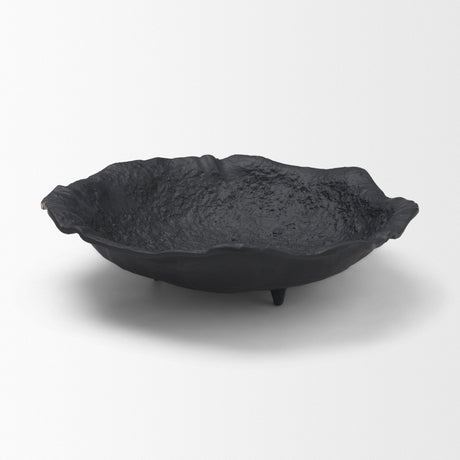 Verdant Small Matte Black Metal Decorative Centerpiece Bowl by Mercana at Eve Furniture