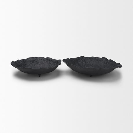 Verdant Small Matte Black Metal Decorative Centerpiece Bowl by Mercana at Eve Furniture