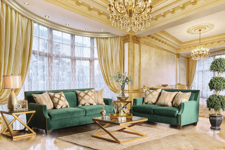 Verdante Emerald Green/Gold Sofa by Furniture of America at Eve Furniture