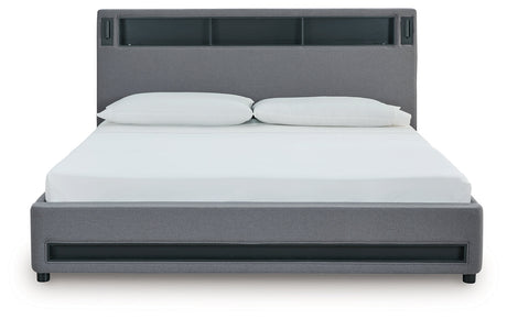 Verishaw Gray California King Upholstered Bed by Ashley at Eve Furniture