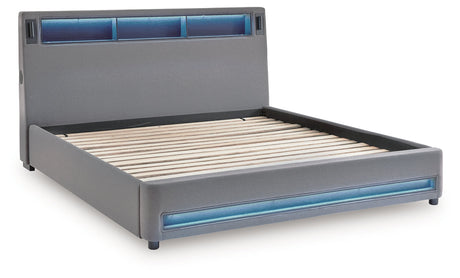 Verishaw Gray Full Upholstered Bed by Ashley at Eve Furniture