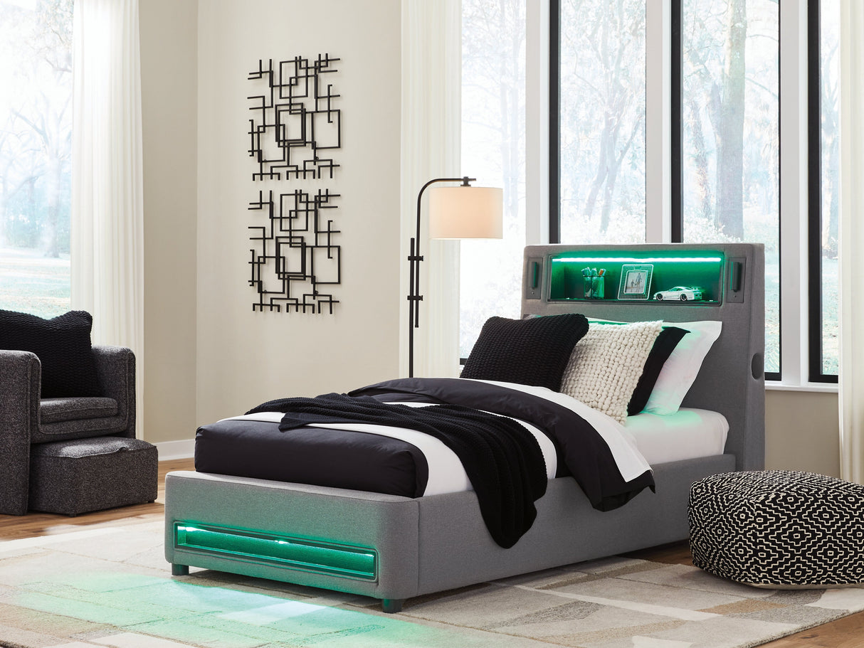 Verishaw Gray Full Upholstered Bed by Ashley at Eve Furniture
