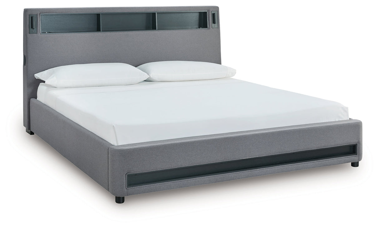 Verishaw Gray King Upholstered Bed by Ashley at Eve Furniture