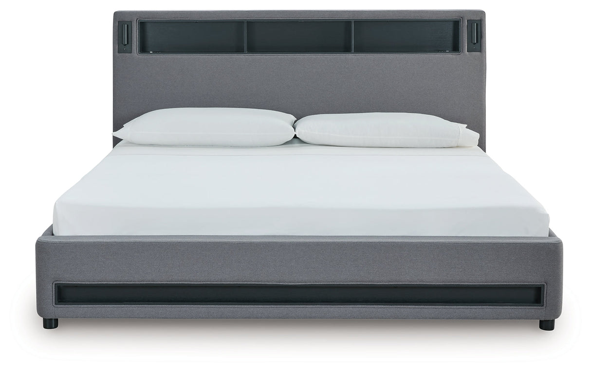 Verishaw Gray King Upholstered Bed by Ashley at Eve Furniture