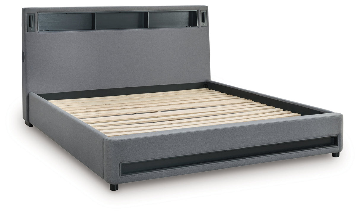 Verishaw Gray King Upholstered Bed by Ashley at Eve Furniture