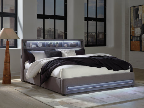 Verishaw Gray Queen Upholstered Bed by Ashley at Eve Furniture