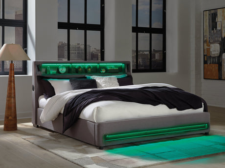 Verishaw Gray Queen Upholstered Bed by Ashley at Eve Furniture