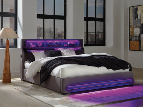 Verishaw Gray Queen Upholstered Bed by Ashley at Eve Furniture