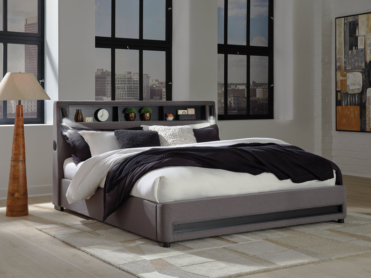 Verishaw Gray Queen Upholstered Bed by Ashley at Eve Furniture