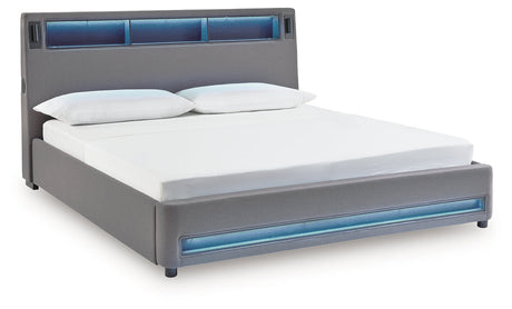Verishaw Gray Queen Upholstered Bed by Ashley at Eve Furniture